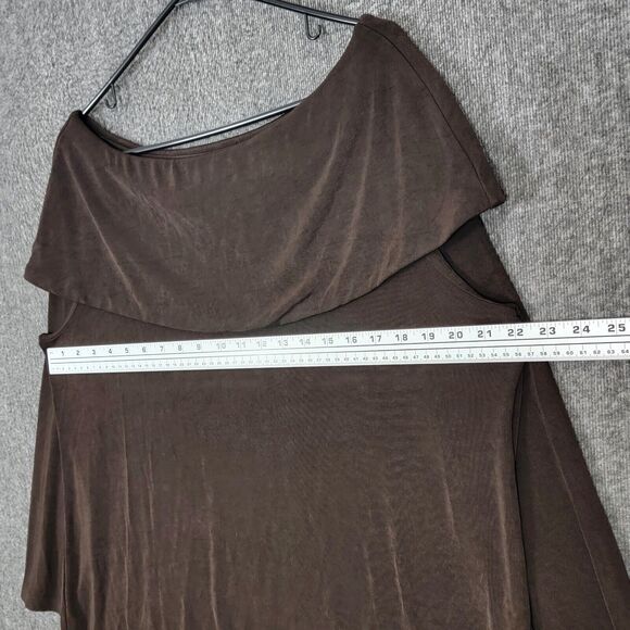 Chicos Travelers Top 3 Womens XL Brown Off The Shoulder Fold Over Neckline - Picture 5 of 12